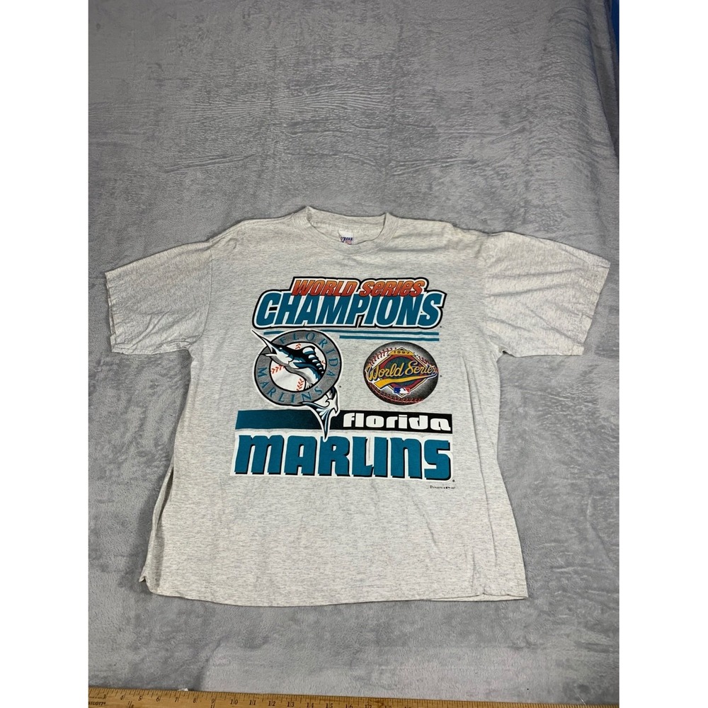 Vtg Fan Gear World Series Champions Florida Marlins T-Shirt 1997 Mens XL Gray